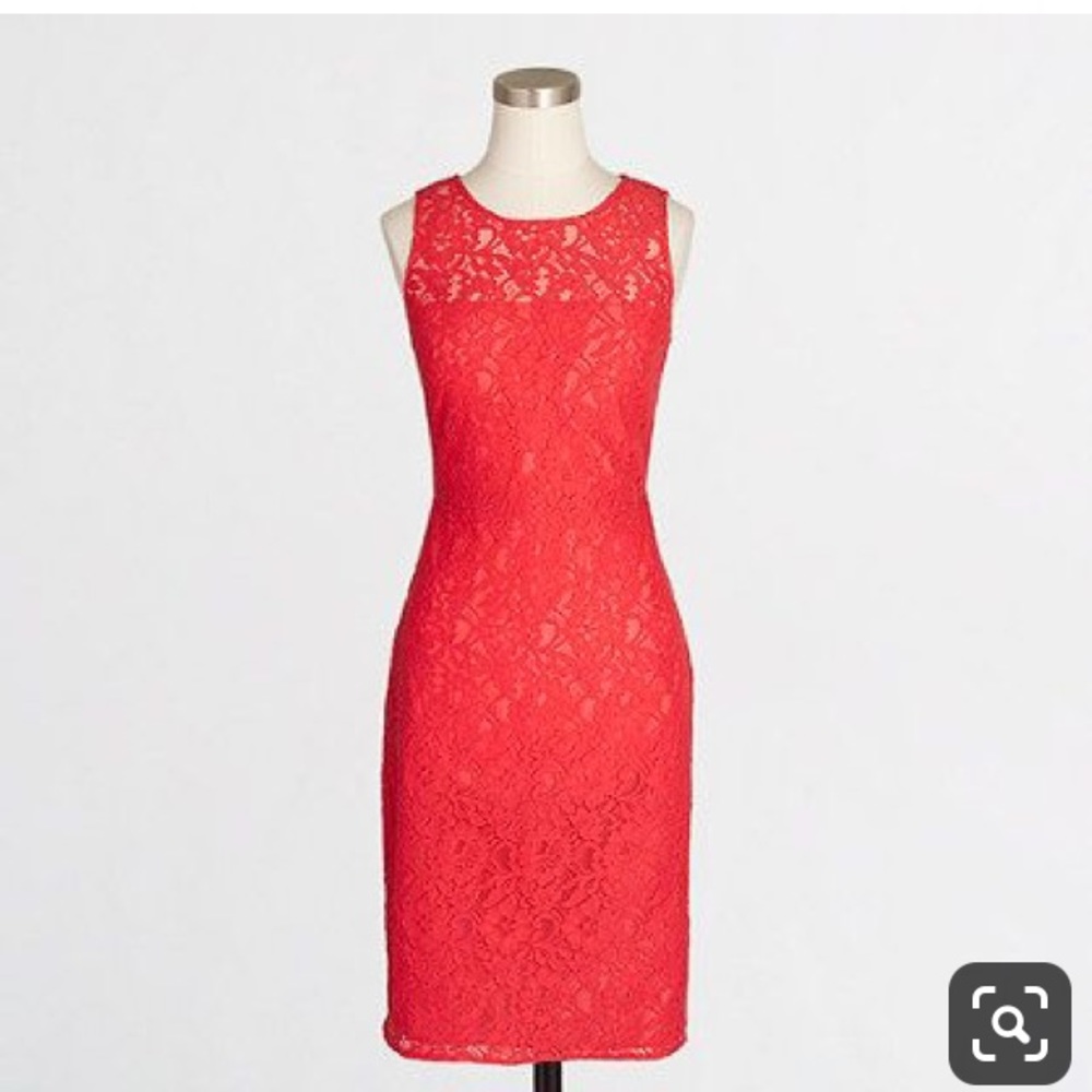 J. Crew Hot Red Lace Shift Dress 00P